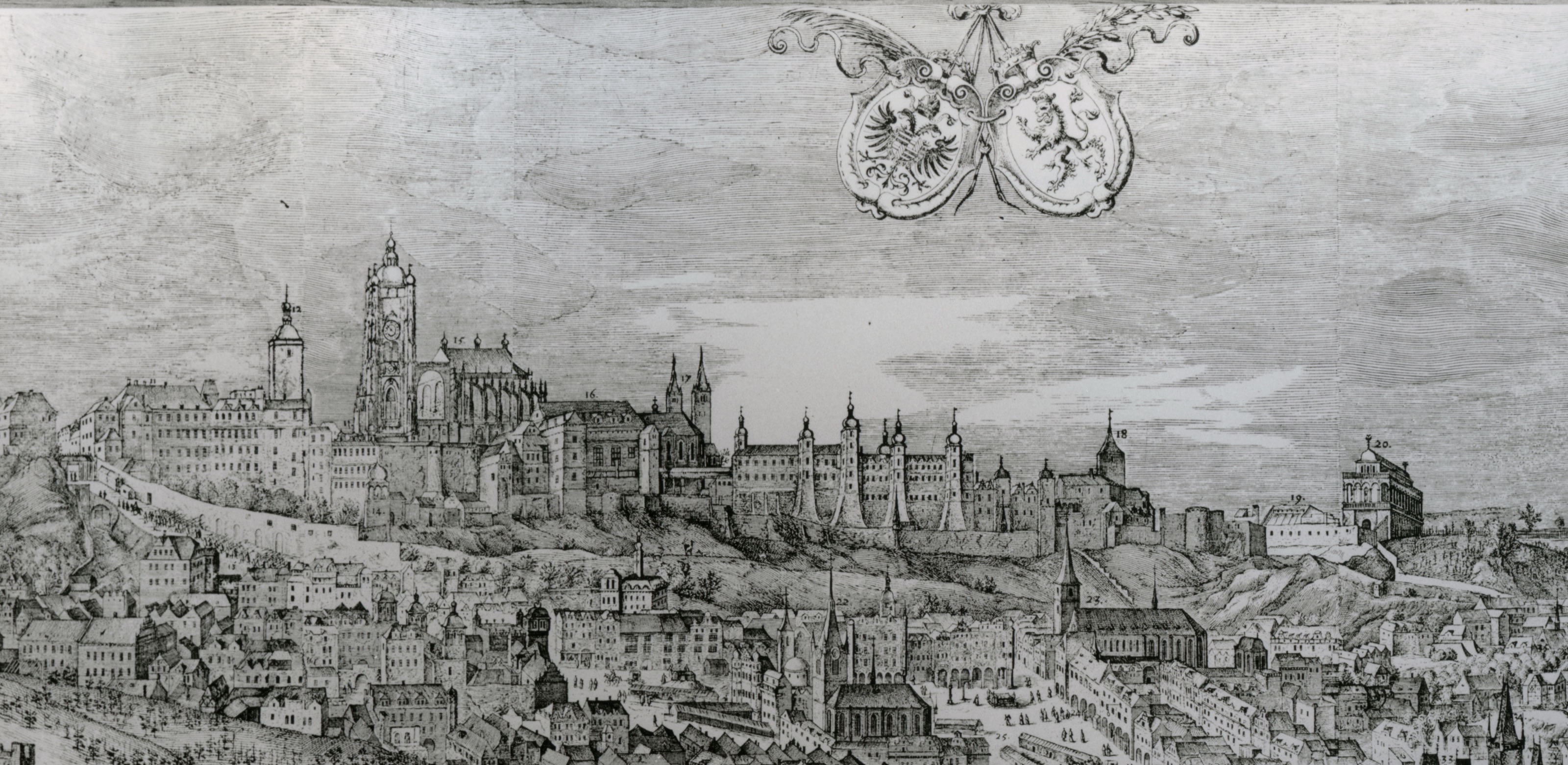 Aegidius Sadeler, Pohled na Prahu, 1606 – Pražský hrad a Malá Strana